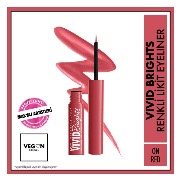 Nyx Professional Makeup Vivid Brights Matte 04 On Red Likit Eyeliner - Görsel 10
