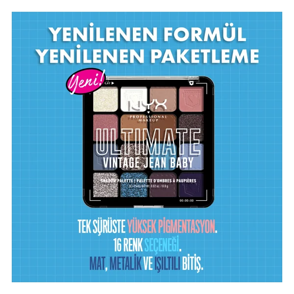 Nyx Professional Makeup Ultimate Shadow 01 Vintage Jean Baby Far Paleti - Görsel 3
