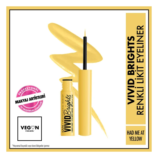 Nyx Professional Makeup Vivid Brights Matte 03 Had Me At Yellow Likit Eyeliner - Görsel 10