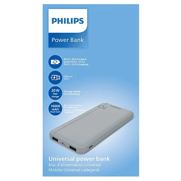 Philips Dlp1812pv LED Göstergeli 10000 mAh Gümüş Hızlı Şarj Powerbank - Görsel 2