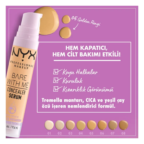 Nyx Professional Makeup Bare With Me 05 Golden 9.6 Ml Serum Kapatıcı - Görsel 3