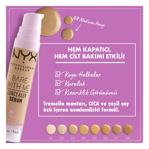 Nyx Professional Makeup Bare With Me 07 Medium 9.6 Ml Serum Kapatıcı - Görsel 3