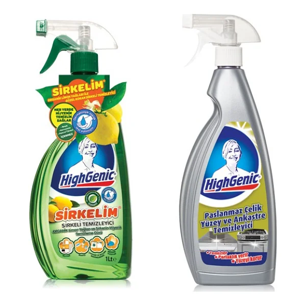 Highgenic 2'li Avantajlı Paket Sirkelim Limon & Paslanmaz Çelik Yüzey Ve Ankastre Temizleyicisi 750 Ml - Görsel 2