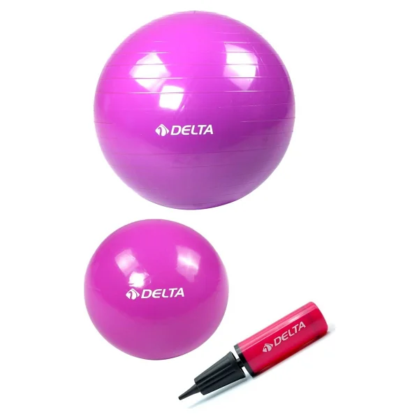 Delta 55 Cm Pilates Topu 25 Cm Mini Denge Topu Ve Pompası Seti - Görsel 3