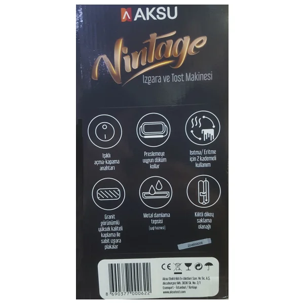 Aksu Vintage 1300 W Mini Tost Makinesi - Görsel 5