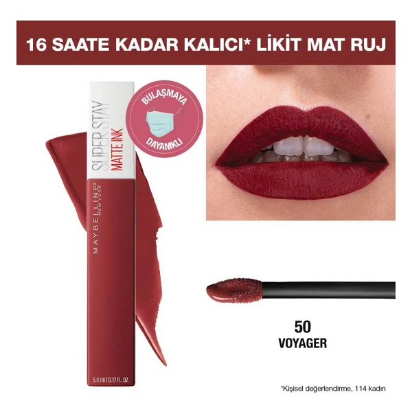 Maybelline New York Super Stay Matte Ink 50 Voyager Likit Ruj - Görsel 8