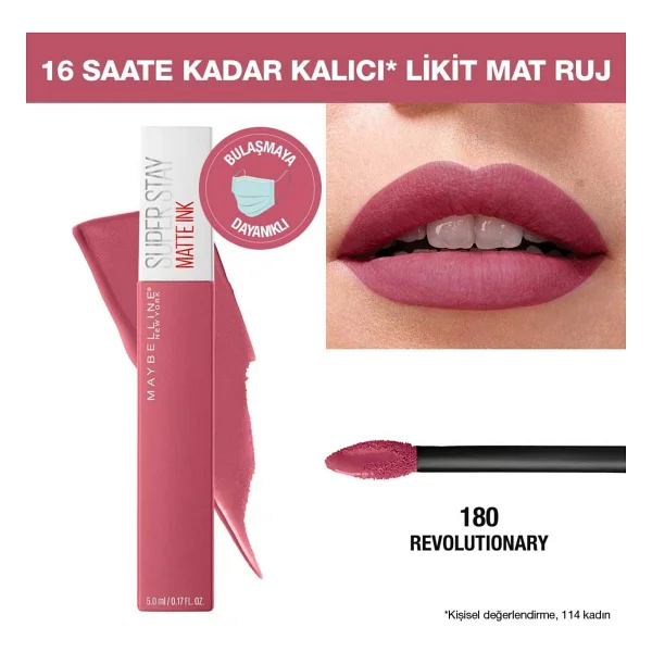 Maybelline New York Super Stay Matte Ink 180 Revolutionary Likit Ruj - Görsel 8
