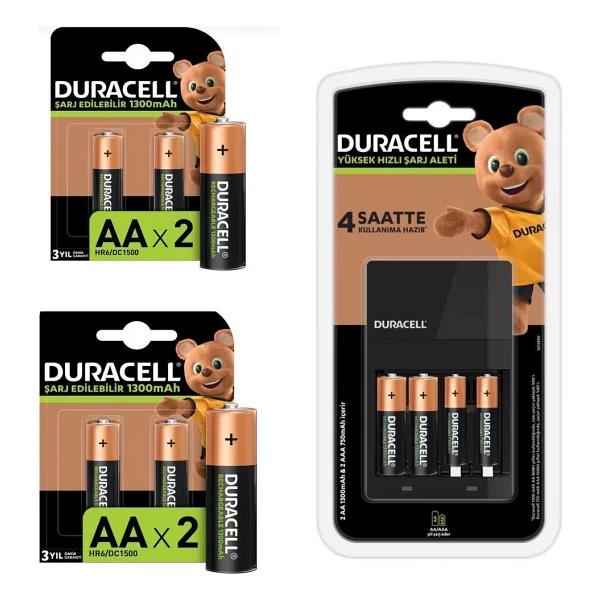 Duracell Cef 14 Şarj Cihazı ve Şarj Edilebilir 2 Adet 750 Mah Aaa 6 Adet 1300 Mah Aa Şarj Edilebilir Pil