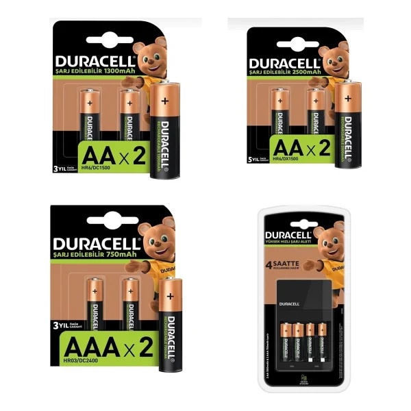 Duracell Cef 14 Şarj Cihazı Şarj Edilebilir 2 Adet 2500 mAh Aa 4 Adet 1300 mAh Aa Ve 4 Adet 750 mAh Aaa Pil Paketi - Görsel 6
