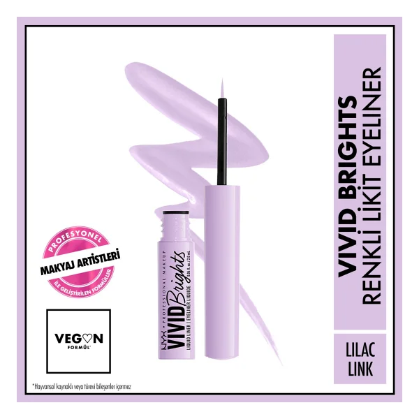 NYX Professional Makeup Vivid Brights Matte 07 Lilac Link Likit Eyeliner - Görsel 9