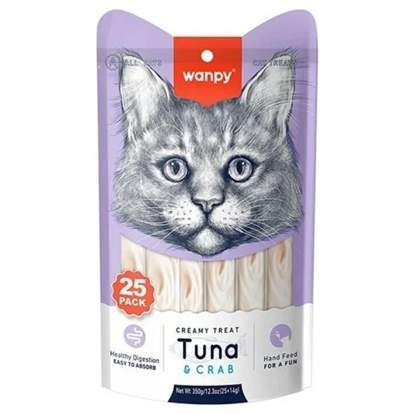 Wanpy Ton Balıklı Ve Yengeçli 25x14 Gr Krema Kedi Ödül Maması - Görsel 3
