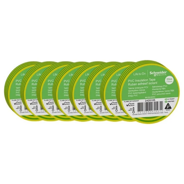 Schneider Thorsman 2420105 19 Mm X 20 M 8 Adet Sarı-Yeşil Elektrik Bandı - Görsel 2