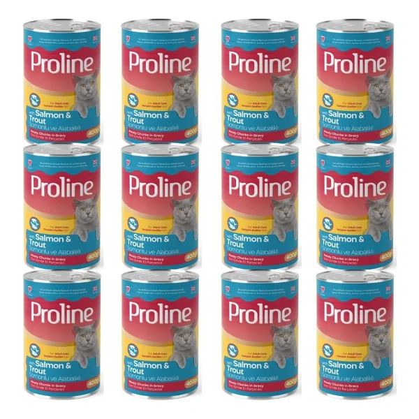 Proline Somonlu ve Alabalıklı 400 gr 12'li Yetişkin Konserve Kedi Maması - Görsel 2