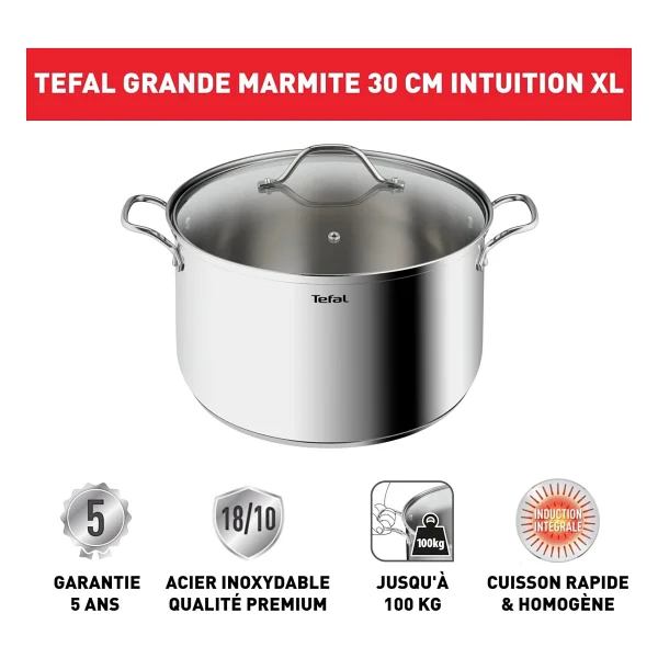Tefal B9086914 Intuition XL Kapaklı 30 Cm Tencere - Görsel 2