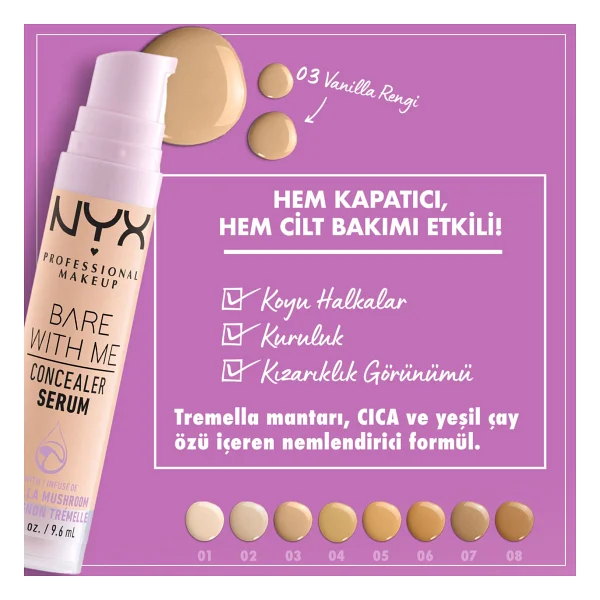 Nyx Professional Makeup Bare With Me 03 Vanilla 9.6 Ml Serum Kapatıcı - Görsel 3