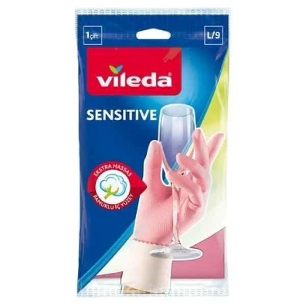 Vileda Sensitive Candy Pink Büyük Boy Temizlik Eldiveni - Görsel 2