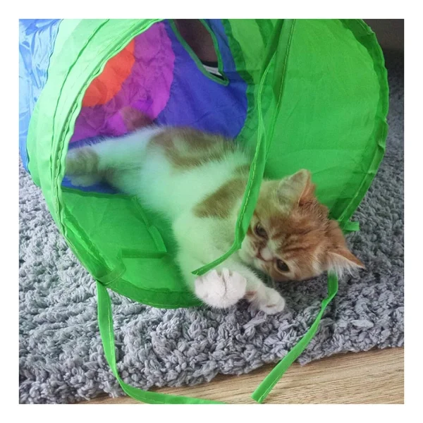 Duffa Katlanabilir Kedi Tüneli Kedi Oyun Tüneli Gökkuşağı Renk - Kıvrımlı Tünel - Görsel 2
