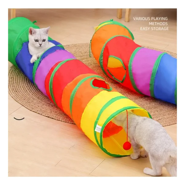 Duffa Katlanabilir Kedi Tüneli Kedi Oyun Tüneli Gökkuşağı Renk - Kıvrımlı Tünel - Görsel 6