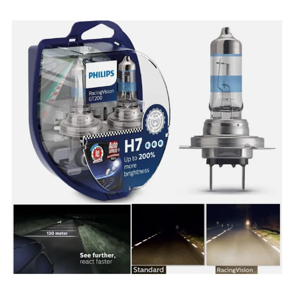 Philips H7 Racing Vision Gt200 Ampul Seti %200 Daha Fazla Parlaklık Özellikli - Görsel 6