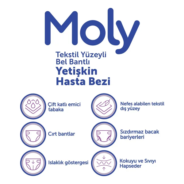 Moly Belbantlı Büyük Boy L 30'lu Hasta Bezi - Görsel 3