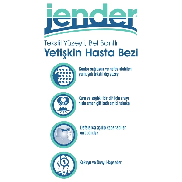 Jender Belbantlı Ekstra Büyük Boy XL 30'lu 4 Adet Hasta Bezi - Görsel 2