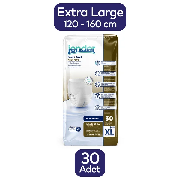 Jender Emici Külot Ekstra Büyük Boy XL 30'lu Hasta Bezi - Görsel 3