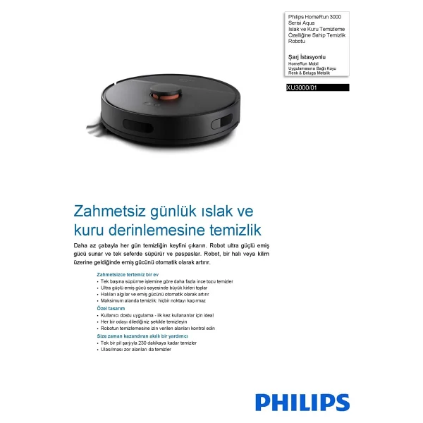 Philips Homerun 3000 Serisi Aqua Xu3000 Akıllı Robot Süpürge - Görsel 9