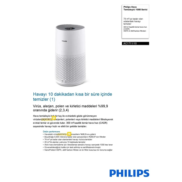 Philips Ac1711/10 Air Purifier Hava Temizleyici - Görsel 8