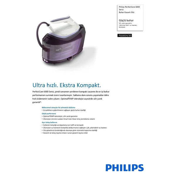 Philips Psg6024/30 Perfectcare 6000 Serisi 2400 W Buhar Kazanlı Ütü - Görsel 9
