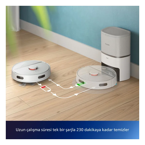 Philips Homerun 3000 Serisi Xu3110/02 Çöp İstasyonlu Beyaz Akıllı Robot Süpürge - Görsel 7