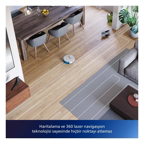 Philips Homerun 3000 Serisi Xu3110/02 Çöp İstasyonlu Beyaz Akıllı Robot Süpürge - Görsel 8