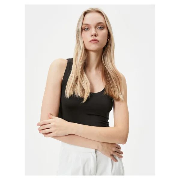 Koton Askılı Atlet Basic U Yaka Slim Fit - Ekru - Görsel 7