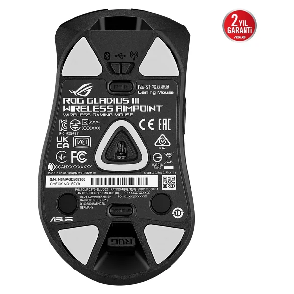 Asus Rog Gladius Iıı Wireless Aimpoint Siyah Optik Kablolu/Kablosuz Oyuncu Mouse - Görsel 6