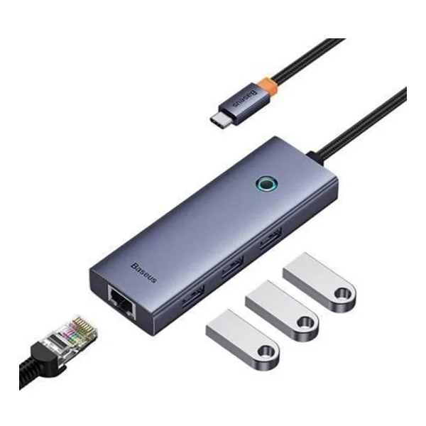 Baseus Ultrajoy Serisi 4in1 Hubtype-C USB-C, Usb3.0 X3 , + Rj45 Hub - Gri - Görsel 6