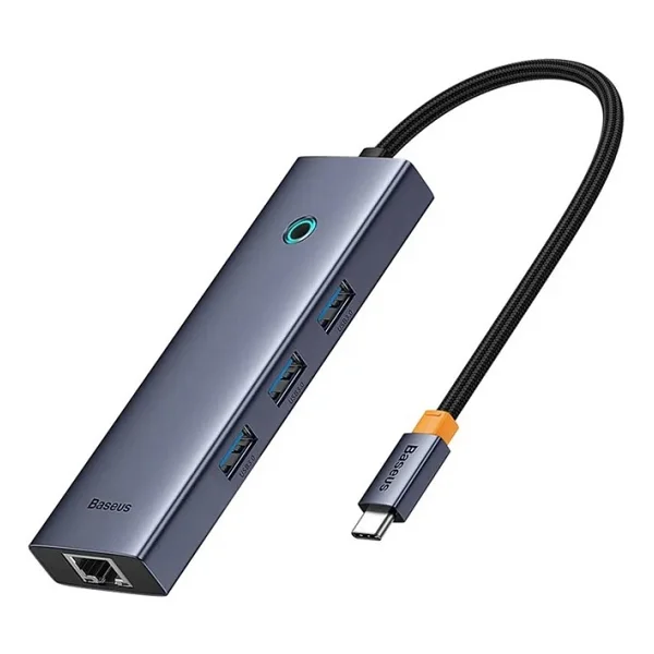 Baseus Ultrajoy Serisi 4in1 Hubtype-C USB-C, Usb3.0 X3 , + Rj45 Hub - Gri - Görsel 2