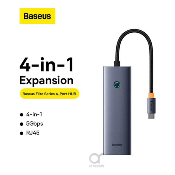 Baseus Ultrajoy Serisi 4in1 Hubtype-C USB-C, Usb3.0 X3 , + Rj45 Hub - Gri - Görsel 4