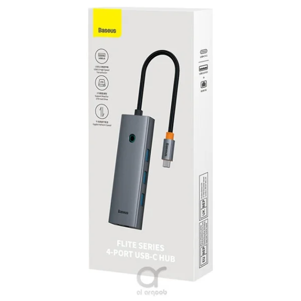 Baseus Ultrajoy Serisi 4in1 Hubtype-C USB-C, Usb3.0 X3 , + Rj45 Hub - Gri - Görsel 5