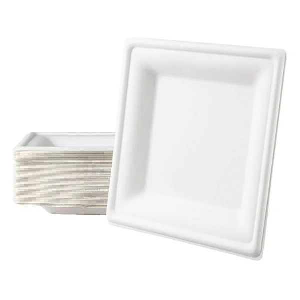 Roll-Up Nature Ekolojik Karton Kağıt Parti Tek Kullanımlık Kare Tabak - 20 Cm. - 6 Adetlik 1 Paket - Görsel 2