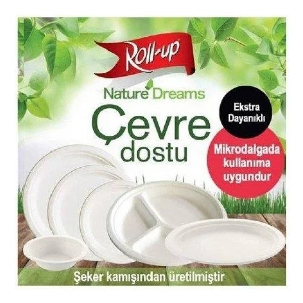 Roll-Up Nature Ekolojik Karton Kağıt Parti Tek Kullanımlık Kare Tabak - 20 Cm. - 6 Adetlik 1 Paket - Görsel 3