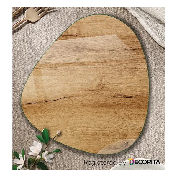 Decorita Cam Tabak Kahvaltı Tabağı Cam Supla 2'li Takım Doğal Ahşap 32cm X 35cm - Görsel 3