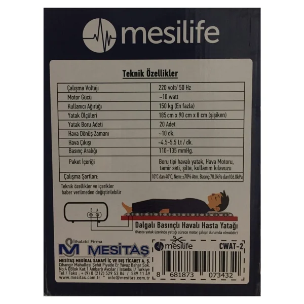 Mesitaş Mesilife Boru Tipi Ventilasyonlu Havalı Yatak Sistemi - 110 x 200 x 15 cm - Görsel 3
