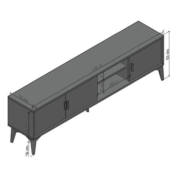Cool Home Marin TV Ünitesi TV Sehpası 180 Cm Çizgi Desenli , Raflı , Ceviz - Görsel 5