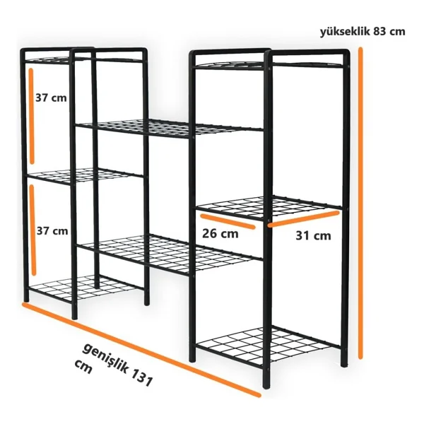 Bye Concept More Dekoratif Metal Ayaklı 8 Tel Raflı Saksı Standı Katlı Saksılık Çiçeklik Garden - Görsel 5
