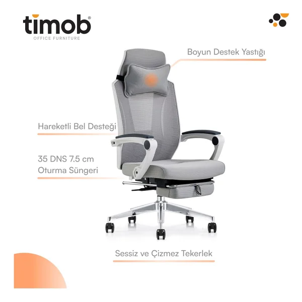 Timob Relax Ayak Uzatma Aparatlı Çalışma Koltuğu - Görsel 8