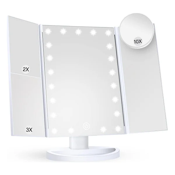 Valkyrie LED Isikli Katlanabilir Makyaj Aynasi - 2x 3x 10x Buyutme Modu - Dokunmatik Touch Ekran - 5 Farkli Ayna - Görsel 6
