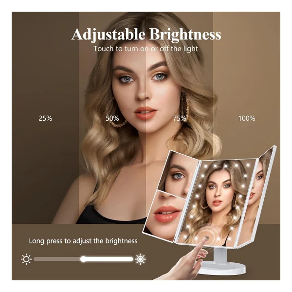 Valkyrie LED Isikli Katlanabilir Makyaj Aynasi - 2x 3x 10x Buyutme Modu - Dokunmatik Touch Ekran - 5 Farkli Ayna - Görsel 4