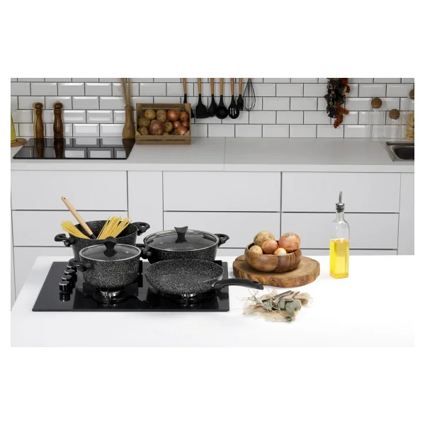 Taç Tac-3455 Master Cook Siyah 7 Parça Granit Tencere Seti - Görsel 3