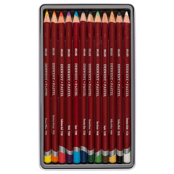 Derwent Metal Kutulu 12'li Pastel Kalem Seti - Görsel 2
