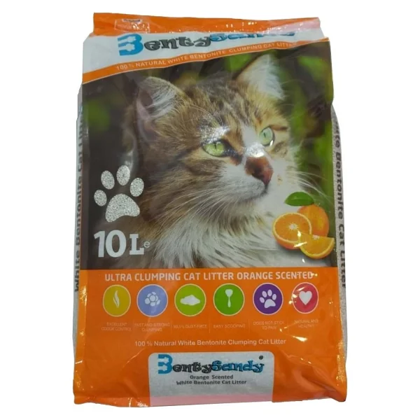 Bentysandy Portakal Kokulu 10 Lt İnce Taneli Bentonit Kedi Kumu - Görsel 2