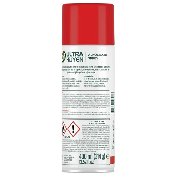 Cif Ultra Hijyen 400 Ml Alkol Bazlı Sprey - Görsel 3